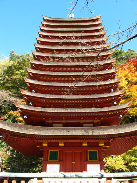 奈良県-談山神社、木造十三重の塔
